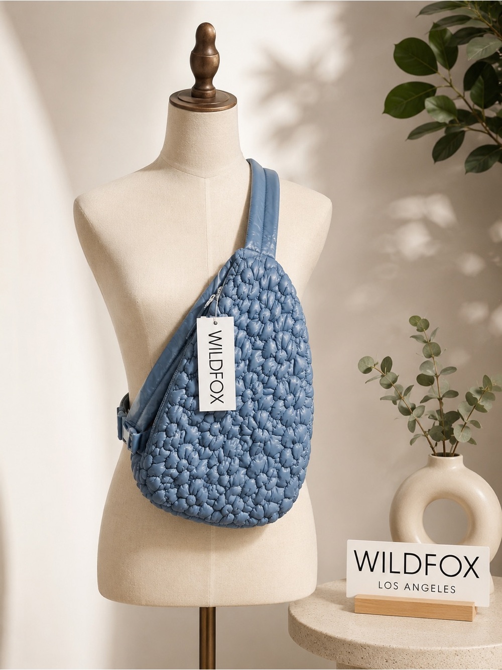 WILDFOX Blue Quilted Crossbody Sling Bag -NWT